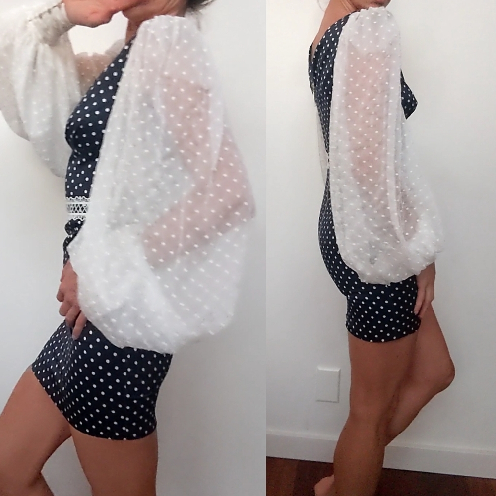 Nwot Bronx & Banco coquette sleeve polka dot Mona alt dress 2 - Picture 9 of 13
